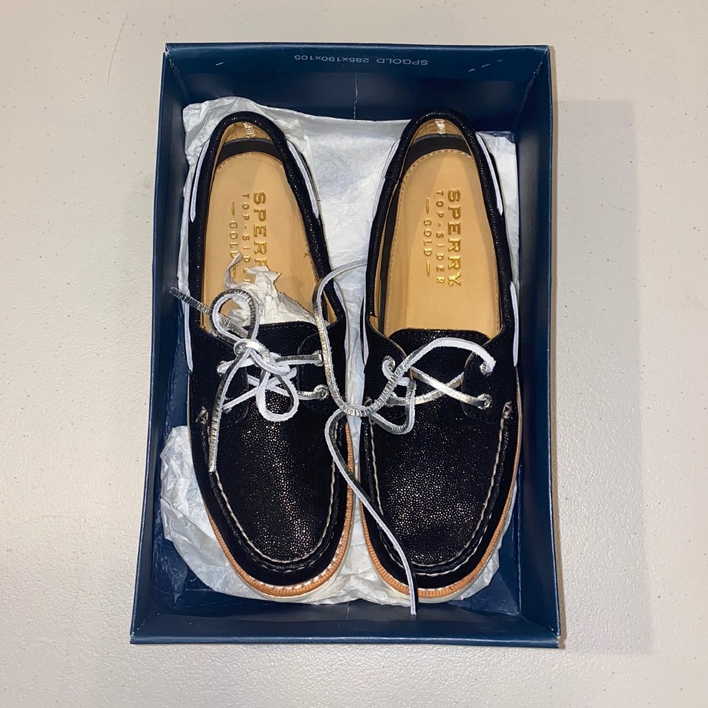 Sperry Gold A/O 2-eye Black Women’s 7.5